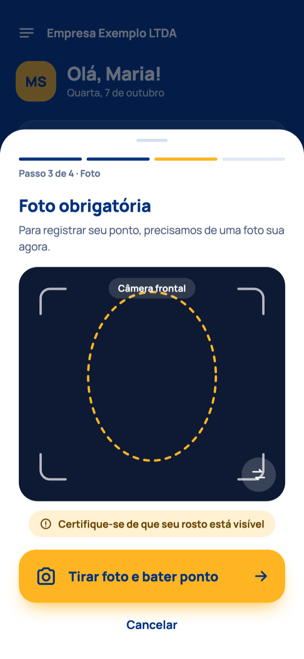 Tela de foto obrigatória